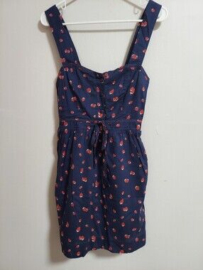 Cooperative Navy Sundress with Red Strawberry Print